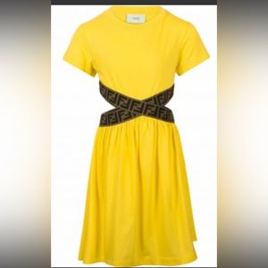 Fendi kids cross belt strap dress yellow